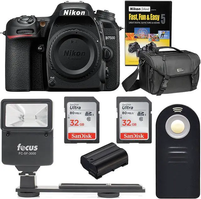 Main image of Nikon D7500 DSLR Camera Body with Nikon Bag and 64GB Accessory Bundle