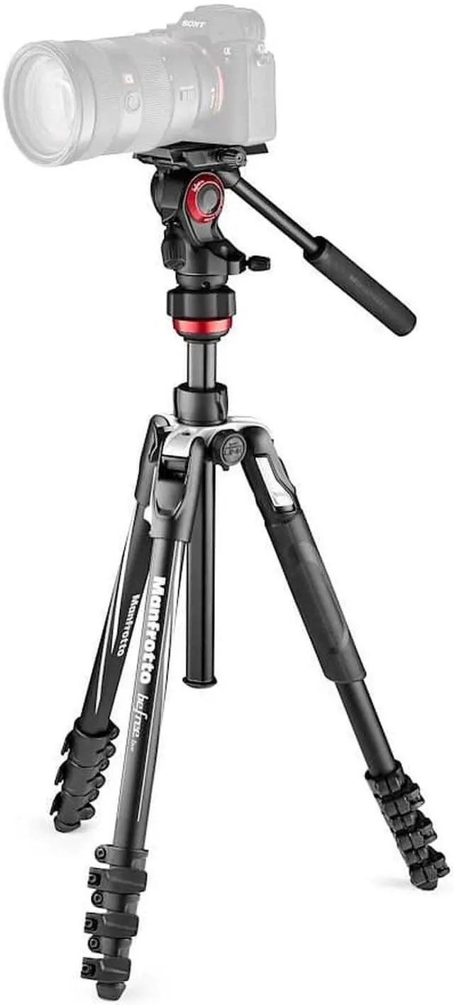 Alt view image 3 of 17 - Manfrotto Befree Live Aluminum Tripod Kit, Fluid Video Head, Lever Locks, Black