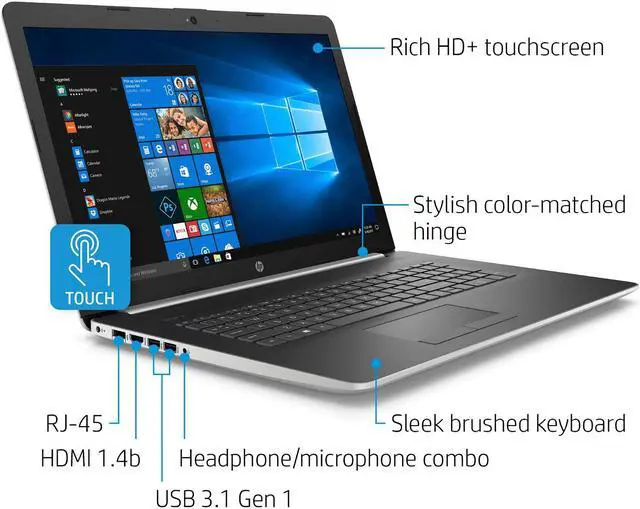 Alt view image 4 of 9 - HP Laptop Intel Core i5-8250U 12GB Memory 1TB HDD AMD Radeon 530 17.3" Touch Screen Windows 10 Home 64-bit 17-by0053cl