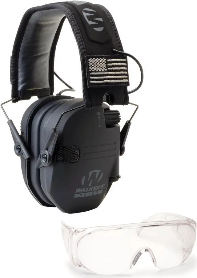 Main image of Walker's Razor Slim Shooting Muffs Kit with OTG Safety Glasses, Black Patriot