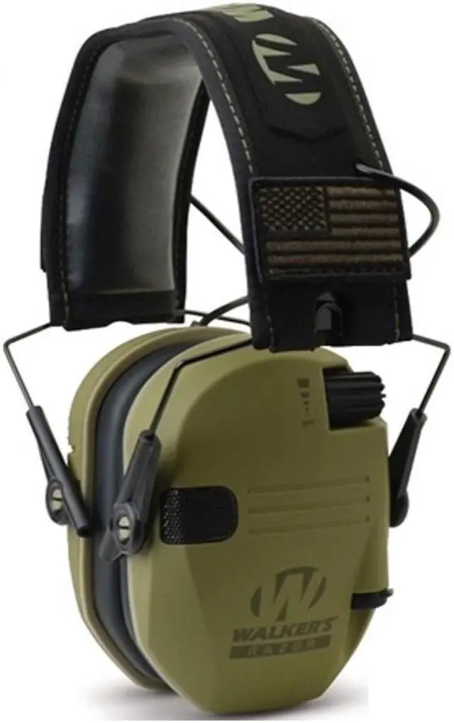 Alt view image 2 of 3 - Walker's Razor Slim Shooting Muff Kit with OTG Safety Glasses (Green Patriot)