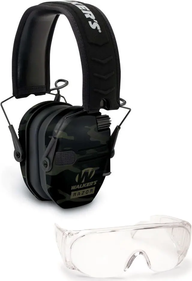 Main image of Walker's Razor Slim Shooting Muffs Kit with OTG Safety Glasses, Multicam Gray
