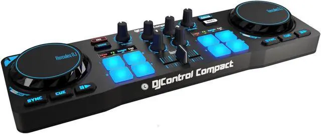 Alt view image 10 of 20 - Hercules 4780843 DJControl Compact super-mobile USB Controller with 8 Trigger Pads and 2 Virtual Turntable Decks