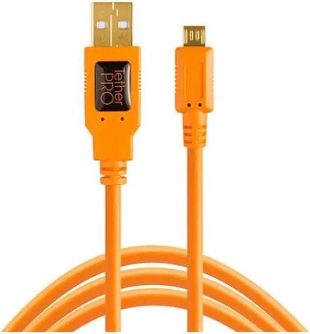 Alt view image 7 of 17 - Tether Tools Tether Tools TetherPro USB 2.0 to Micro-B 5-Pin   Cable, 15' (4.6m), High-Visibility Orange