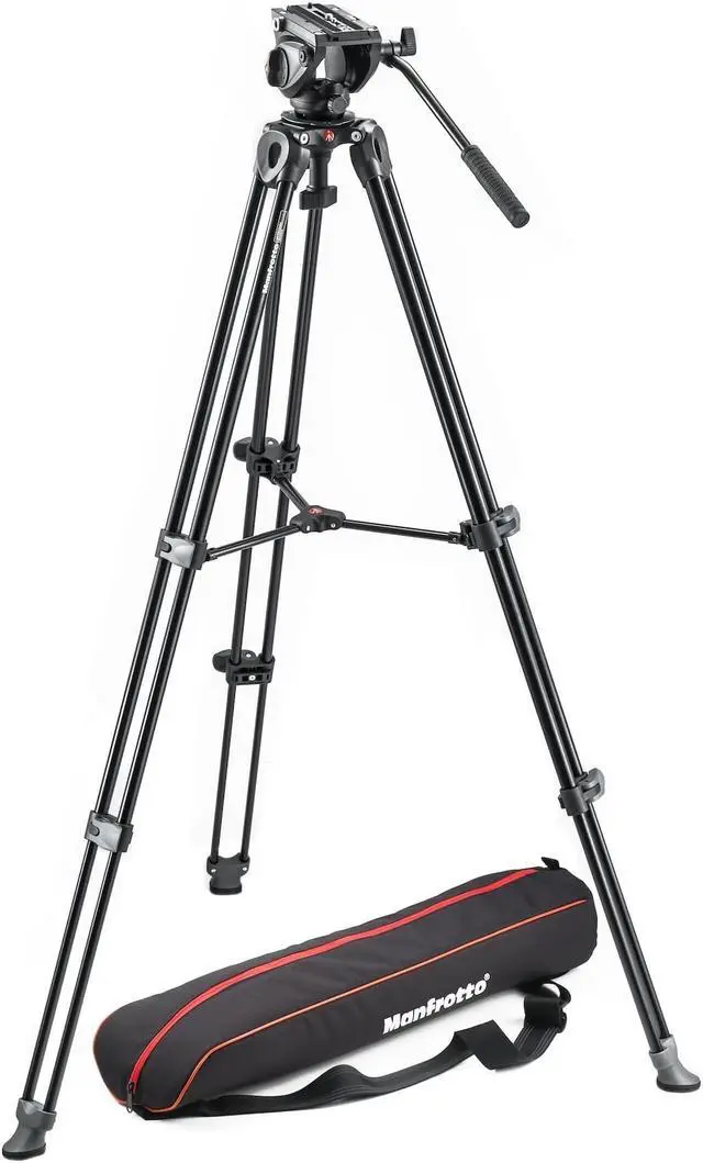 Alt view image 8 of 15 - Manfrotto MVT502AM Tripod with MVH500A Fluid Drag Video Head w/ Carry Case MVK500AM