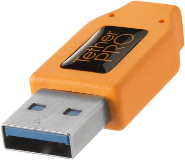 Alt view image 6 of 14 - Tether Tools 15 Ft TetherPro USB 3.0 Male A to Micro-B Cable (Hi-Visibility Ora
