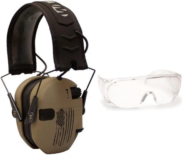 Main image of Walker’s Razor Shooting Muffs (Distressed Flag) with OTG Shooting Glasses Kit