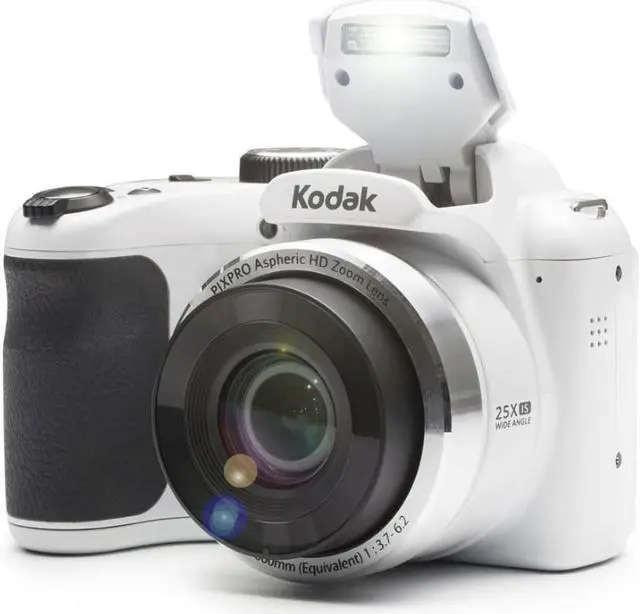 Alt view image 6 of 7 - Kodak PIXPRO AZ252 Astro Zoom 16MP,  25X Zoom Digital Camera (White) with Kodak 16GB SD Card  and travel bag bundle