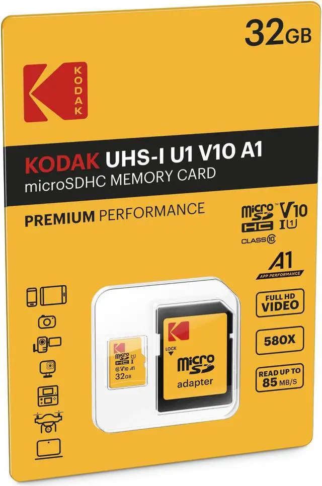 Alt view image 2 of 2 - Kodak 32GB Class 10 UHS-I U1 microSDHC Card with Adapter