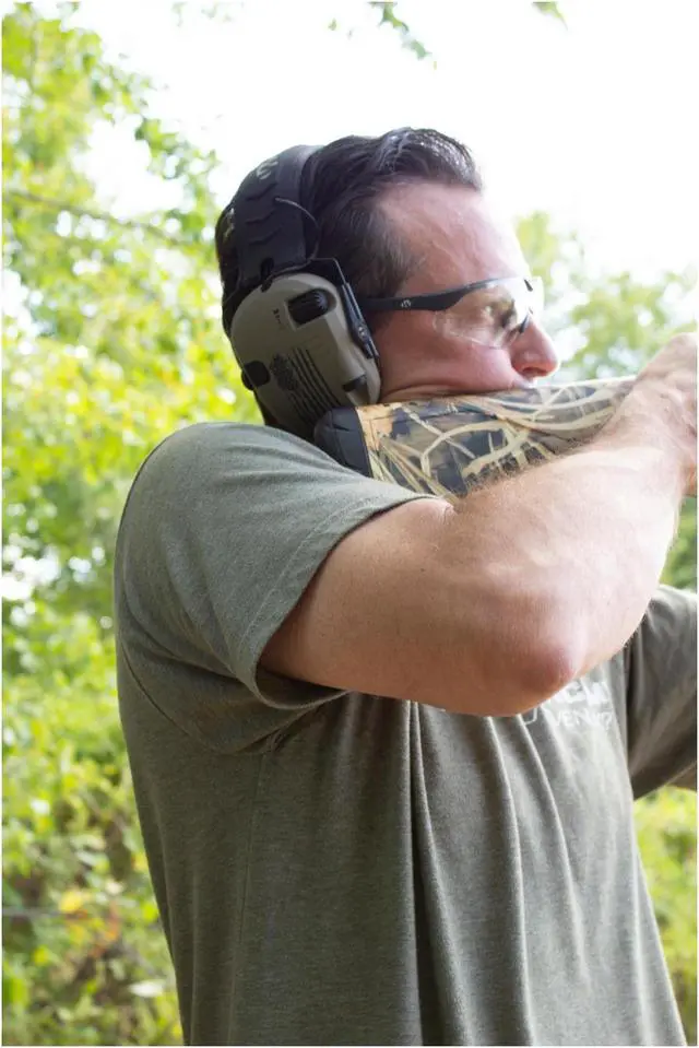 Alt view image 7 of 7 - Walker’s Razor Shooting Muffs (Distressed Flag) with OTG Shooting Glasses Kit