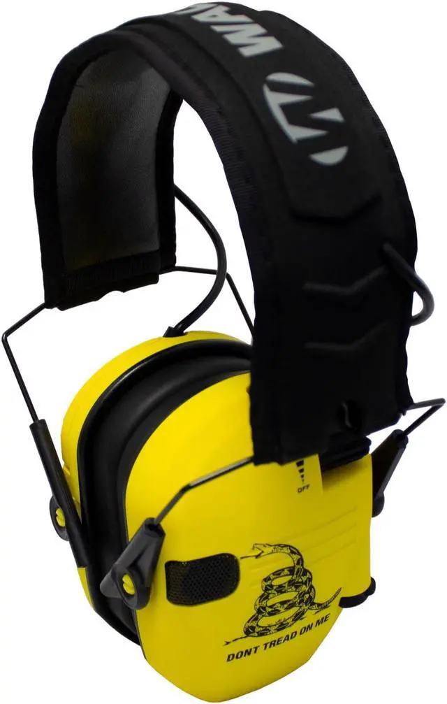 Alt view image 3 of 6 - Walkers Razor Shooting Muffs (Don't Tread On Me Yellow) 4-Pack