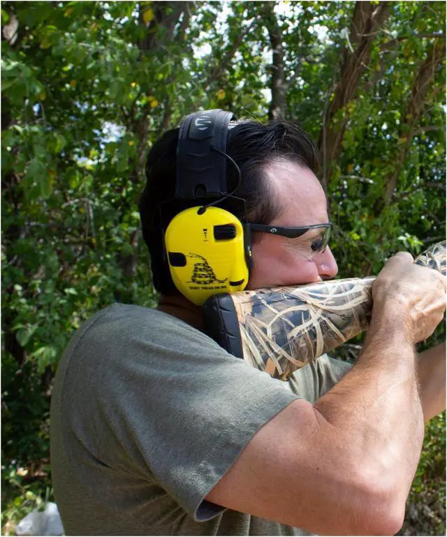 Alt view image 5 of 5 - Walker's Razor Slim Electronic Hearing Protection Muff, Don't Tread On Me Yellow