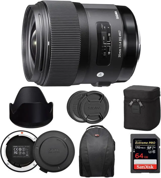 Main image of Sigma 35mm f/1.4 DG HSM ART Lens for Canon EF with USB dock and 64GB SDXC Card