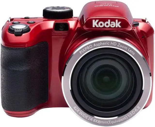 Alt view image 2 of 7 - KODAK PIXPRO AZ421 Astro Zoom 16MP Digital Camera (Red) Bundle with Holster Bag
