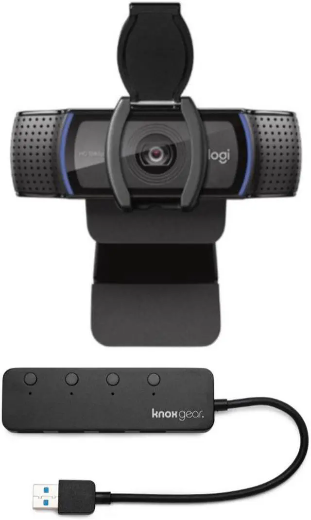 Main image of Logitech C920S Pro HD Webcam Bundled with Knox Gear 4-Port 3.0 USB Hub