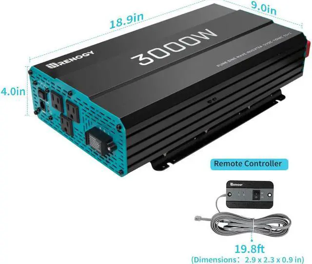 Alt view image 3 of 7 - Renogy 3000W 12V Pure Sine Wave Inverter