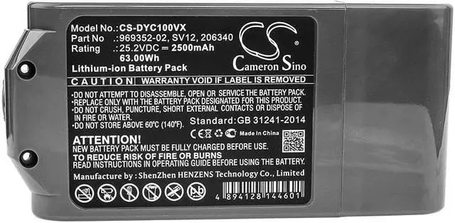 Alt view image 5 of 5 - Battery for Dyson 206340 969352-02 SV12 Cyclone V10 Absolute Animal Total Clean
