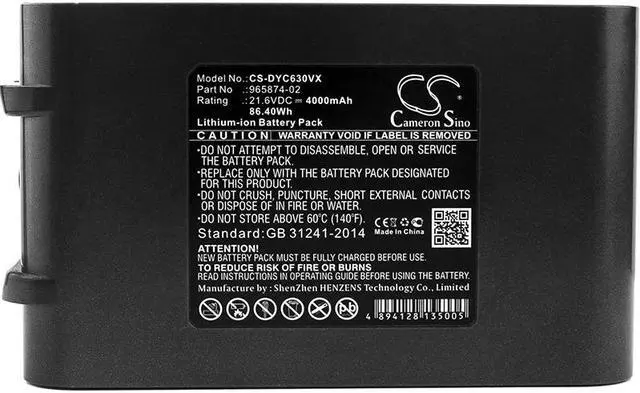 Alt view image 5 of 5 - Battery for Dyson 205794-01/04 965874-02 DC58 DC61 DC62 DC72 DC74 V6 Slim 4000mA