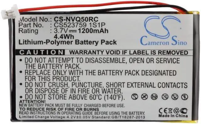 Alt view image 6 of 7 - Replacement CS503759 1S1P Battery for Nevo Q50 Universal remote