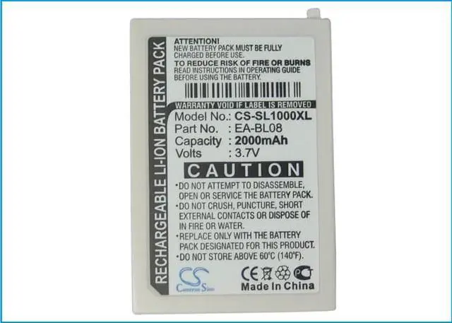 Alt view image 5 of 5 - Battery for Sharp Zaurus SL-C1000 SL-C3000 SL-C3100 EA-BL08 CS-SL1000XL 2000mAh