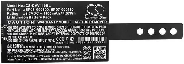 Alt view image 3 of 3 - Battery for Datalogic Memor NFP BP07-000110 BP08-00011A Barcode Scanner 1100mAh