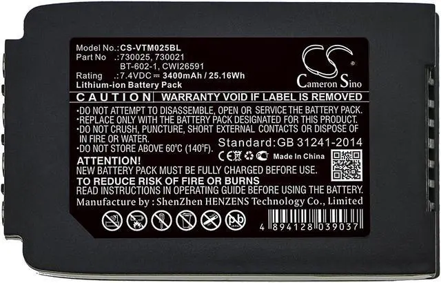 Alt view image 5 of 5 - Battery for Vocollect Talkman T2 T2X 730021 730025 BT-602-1 CWI26591 CS-VTM025BL