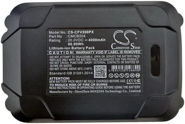 Alt view image 6 of 6 - Battery for Craftsman CMCF800 CMCS300 CMCB204 CMCB204-2 CMCB205 20.0v 4000mAh