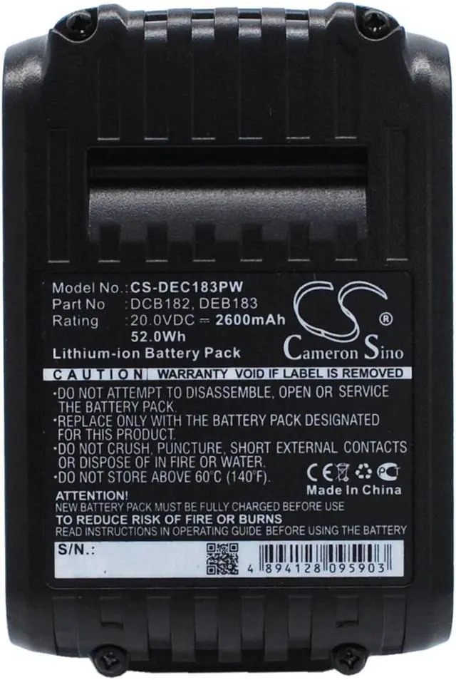 Main image of Battery for Dewalt DCD740 DCD780 DCF885 DCS393 DCB182 DCB183 DCB184 20V 2600mAh