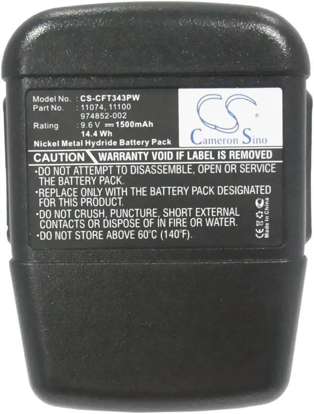 Alt view image 5 of 6 - Battery for Craftsman 11343 315.22189 11074 11100 974852-002 Tool 9.6v 1500mAh
