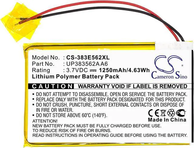 Alt view image 3 of 5 - Battery for Palm Tungsten E A6 Pocket PC PDA CS-383E562XL UP383562A 3.7v 1250mAh