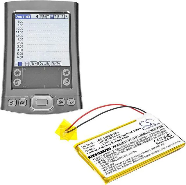 Alt view image 5 of 5 - Battery for Palm Tungsten E A6 Pocket PC PDA CS-383E562XL UP383562A 3.7v 1250mAh