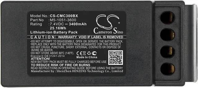 Alt view image 3 of 5 - Battery for Cavotec MC-3 MC-3000 M5-1051-3600 M9-1051-3600 EX CS-CMC300BX 3400mA