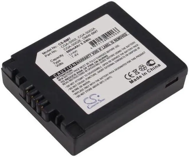 Alt view image 5 of 9 - Battery for Panasonic CGA-S002, CGA-S002A, CGA-S002A/ 1B, CGA-S002E, CGA-S002E/ 1B, CGR-S002, CGR-S002E, DMW-BM7