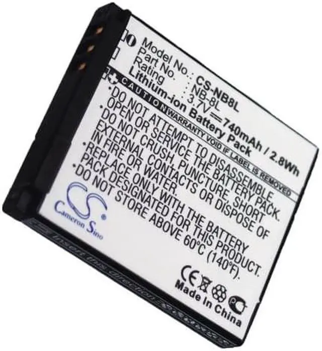 Alt view image 5 of 5 - Battery for Canon PowerShot A2200 A3000 IS A3100 NB-8L Camera CS-NB8L 3.7v 740mA