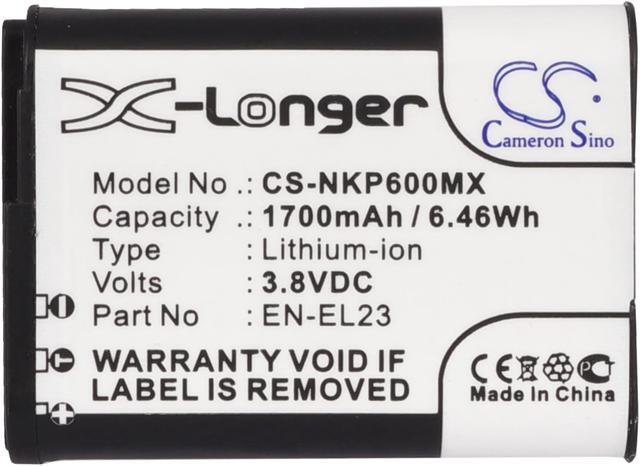 Alt view image 5 of 5 - Battery for Nikon Coolpix P900 P900s S810c P600 P610 P610s EN-EL23 3.8v 1700mAh