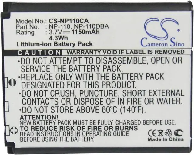 Alt view image 5 of 5 - Battery for Casio Exilim EX-ZR10 EX-ZR50 EX-F1 NP-110 NP-110DBA NP-110L NP-160