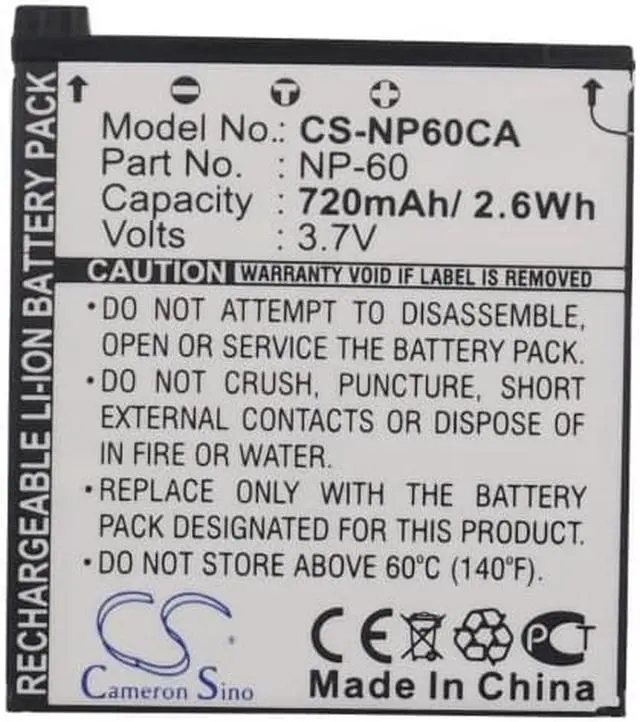 Alt view image 5 of 5 - Battery for Casio Exilim EX-FS10 EX-S10 EX-Z90 EX-Z20 EX-Z80 EX-Z9 NP-60 NP60