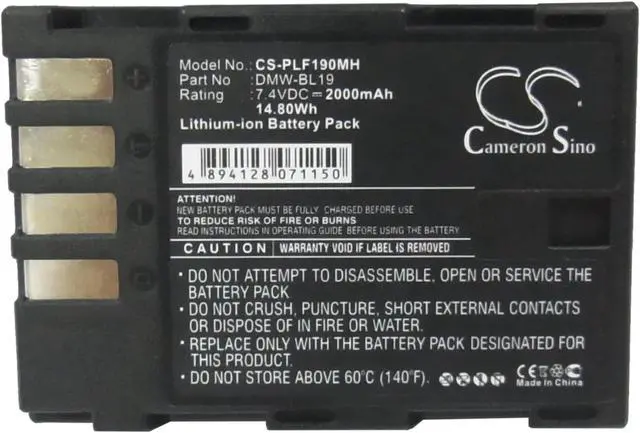 Alt view image 5 of 5 - Battery for Panasonic Lumix DMC-GH3A DMW-BLF19 DMW-BLF19E DMW-BLF19PP 2000mAh