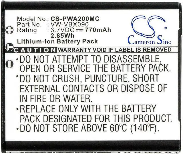 Alt view image 5 of 5 - Battery for Panasonic HX-WA03 HX-WA2 HX-WA20 VW-VBX090 VW-VBX090E VW-VBX090E-W
