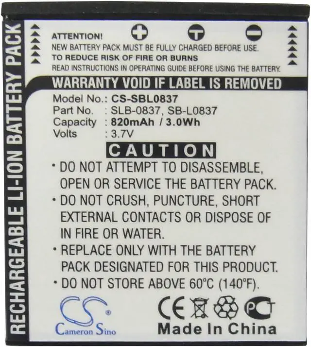 Alt view image 5 of 5 - Battery for Samsung i5 L50 L60 L70 L80 NV10 NV3 NV5 NV7 NV8 SB-L0837 SLB-0837