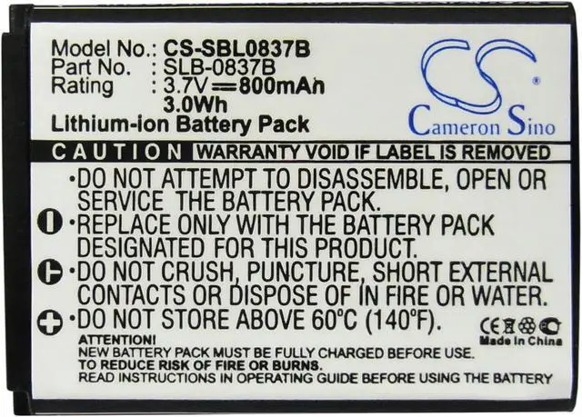 Alt view image 5 of 5 - Battery for Samsung L70 L70B L201 L83T NV10 NV15 NV20 NV8 SLB-0837(B) SLB-0837B