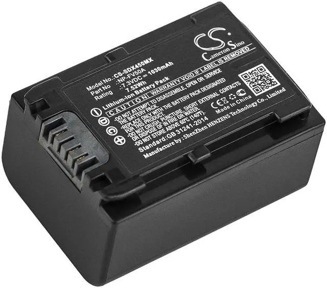 Alt view image 6 of 7 - Battery for Sony FDR-AX60 FDR-AX700 HDR-CX450 HDR-CX680 NP-FV50A 7.3v 1030mAh