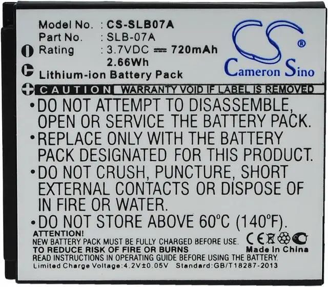 Alt view image 5 of 5 - Battery for Samsung ST50 ST500 ST550 ST600 TL100 TL220 TL225 TTL-20 SLB-07A