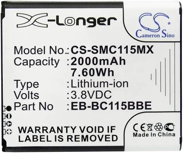 Alt view image 3 of 3 - Battery for Samsung SM-C111 SM-C115 SM-C1158 SM-C115L EB-BC115BBC EB-BC115BBE