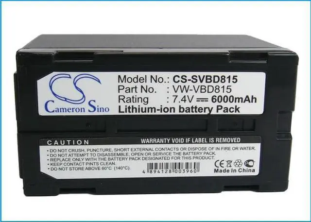Alt view image 5 of 5 - Battery for Panasonic NV-DX100 NV-DX100B VW-VBD815 VSB0352 VBD3 VW-VBD5 6000mAh