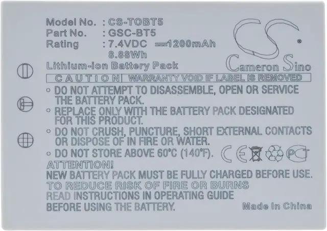 Main image of Battery for TOSHIBA Gigashot GSC-R30 GSC-R30AU GSC-R60 GSC-R60AU BSC-BT5 GSC-BT5