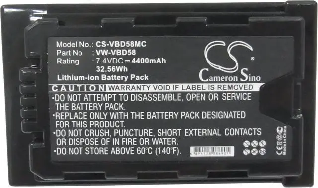 Alt view image 5 of 5 - Battery for Panasonic AJ-PX298 VW-VBD29 VW-VBD58 VW-VBD58E-K VW-VBD58PPK 4400mAh