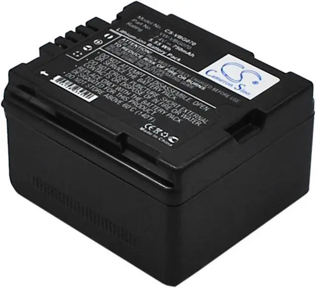 Alt view image 2 of 5 - Battery for Panasonic HDC-SD700 HDC-SD9 SDR-H50 VW-VBG070 VW-VBG070A VW-VBG070-K
