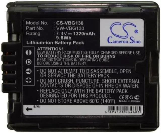 Alt view image 4 of 4 - Battery for Panasonic DMW-BLA13 DMW-BLA13A DMW-BLA13AE VW-VBG130 VW-VBG130-K
