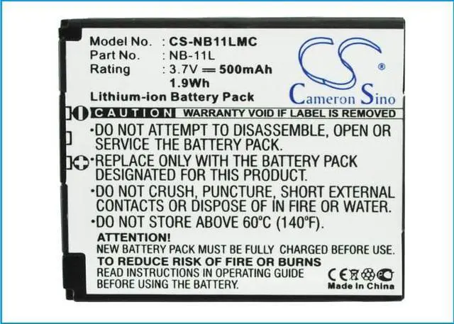 Alt view image 5 of 5 - Battery for Canon PowerShot A2500 A2600 A3500 A4000 A4050 NB-11L NB-11LH 500mAh